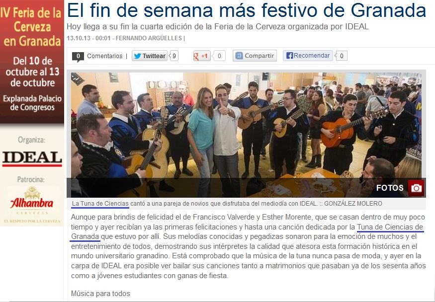 Tuna de Ciencias de Granada :: IV Feria de la Cerveza de Granada 2013 Tuna de Ciencias de Granada :: IV Feria de la Cerveza de Granada 2013